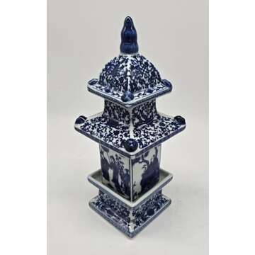 16" Classic Blue and White Porcelain Pagoda, China Qing Style, Jingdezhen (D19)