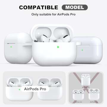 R-fun for AirPods Pro 2nd/1st Generation Case with Cleaner Kit,Soft Silicone Protective Case Cover for Apple AirPod Pro 2/1 for Women Men,AirPods Pro Case Accessories with Keychain,White