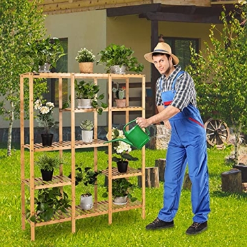 COSTWAY 5-Tier Bamboo Plant Stand Indoor Outdoor Shelf