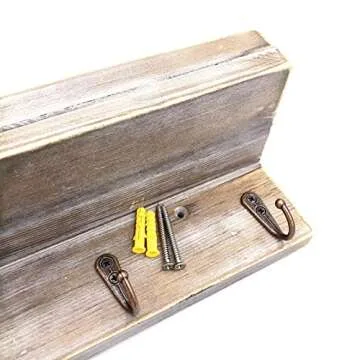 Sageme Vintage Entryway Shelf with Key Hooks - Rustic Style