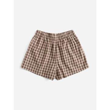 MakeMeChic Women's Elastic Waisted Plaid Shorts Lounge Pajama Shorts Multi3 M
