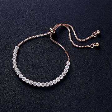 ASHMITA Fashion Adjustable Chain Bracelet for Women Cubic Zirconia Rose Gold Gift Bracelet of Luxury Shining Jewelry