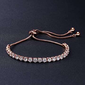 ASHMITA Fashion Adjustable Chain Bracelet for Women Cubic Zirconia Rose Gold Gift Bracelet of Luxury Shining Jewelry