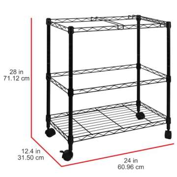 Oceanstar Portable 2-Tier Metal Rolling File Cart, Black
