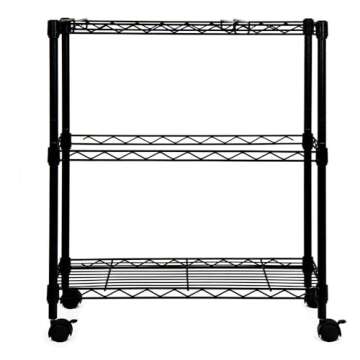 Oceanstar Portable 2-Tier Metal Rolling File Cart, Black