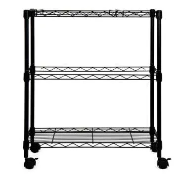 Oceanstar Portable 2-Tier Metal Rolling File Cart, Black