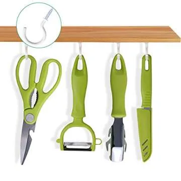 yuntop 12 Pack Vinyl Coated Ceiling Hooks, Multi-Function Wall Hooks for Indoors Outdoors (White, 1-1/4 Inch)