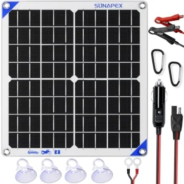Durable SUNAPEX Solar Battery Charger, 20W 12V Waterproof Solar Panel with Charge Controller