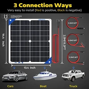 SUNAPEX 20W Portable Solar Battery Charger for All Batteries