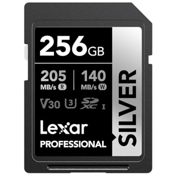Lexar 256GB Professional Silver SDXC Memory Card for 4K Video Recording