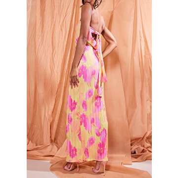 Women Floral Strapless Long Tube Dress Y2K Flower Print Maxi Dress Off Shoulder Bodycon Dress Summer Beach Dress