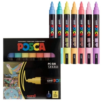 Posca Paint Marker Set - 7 Vibrant Pastel Art Pens