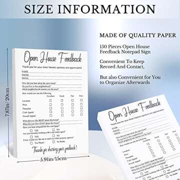 Marspark 150 Piece Real Estate Signs - Open House Feedback Notepad