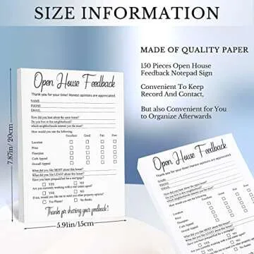 Marspark 150 Piece Real Estate Signs - Open House Feedback Notepad