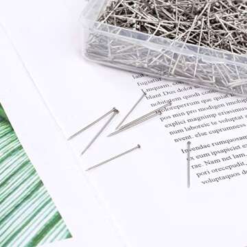 1000PCS Fine Straight Pins, Durable Stainless Steel Dressmaker For Sewing with Plastic Boxes, Flat Head, Satin Pins for Jewelry Making, Sewing Crafts