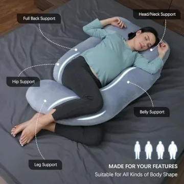 MOON PARK U-Shaped Pregnancy Pillow Full Body Support Grey