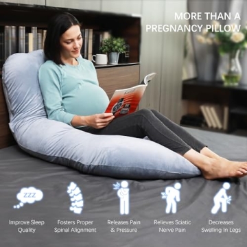 MOON PARK U-Shaped Pregnancy Pillow Full Body Support Grey
