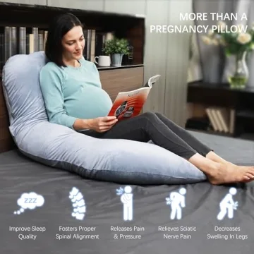 MOON PARK U-Shaped Pregnancy Pillow Full Body Support Grey