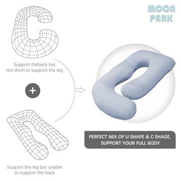 MOON PARK U-Shaped Pregnancy Pillow Full Body Support Grey
