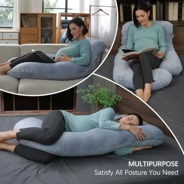 MOON PARK U-Shaped Pregnancy Pillow Full Body Support Grey