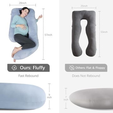 MOON PARK U-Shaped Pregnancy Pillow Full Body Support Grey