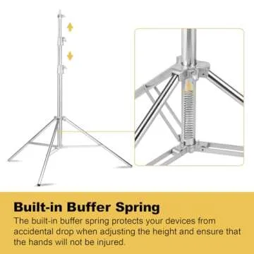 Heavy Duty Light Stand 9.18ft/2.8m Stainless Steel Light Stand for Head Light, Strobe Light, Softbox, and Other Photography Equipment