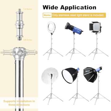 Heavy Duty Light Stand 9.18ft/2.8m Stainless Steel Light Stand for Head Light, Strobe Light, Softbox, and Other Photography Equipment