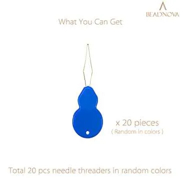 BEADNOVA Needle Threaders 20pcs Plastic Sewing Needle Threader Tool Needle Threaders for Sewing Small Eye Needles Embroidery Craft Knitting Quilting (20pcs, Mix Colors)