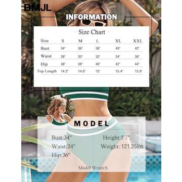 BMJL Women's High Waisted Bikini Sets Sporty Two Piece Swimsuits Color Block Cheeky High Cut Bathing Suits(M,Green)