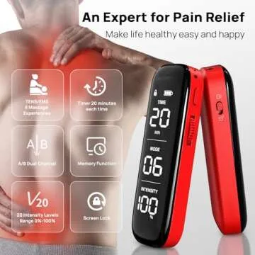 Rechargeable TENS Unit Muscle Stimulator - Pain Relief Device with 6 Modes