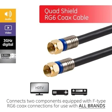 50 ft GE RG6 Coaxial Cable with Quad Shield