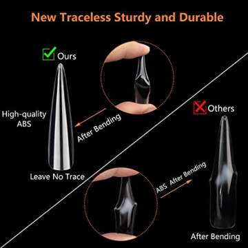360Pcs Clear Nail Tips for Acrylic Nails Professional, XXXL Extra Long Stiletto Acrylic Nail Tips, Full Cover Fake Nails, Nail Extension False Nails for Manicure Salon Home DIY Nail Art 12 Sizes Box