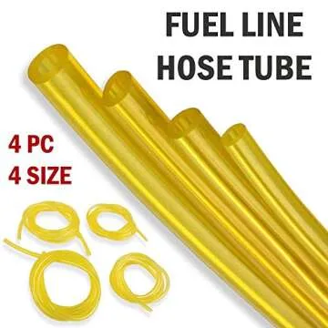 4 Sizes Petrol Fuel Gas Line Pipe Hose Tubing For String Trimmer Chainsaw Blower Lawn Mower and other Power Tools For 2 Cycle Small Engine Poulan, Craftman and more (Yellow 4PC)
