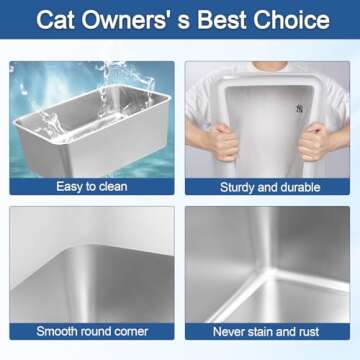 KareCute 14" Stainless Steel Cat Litter Box for Big Cats