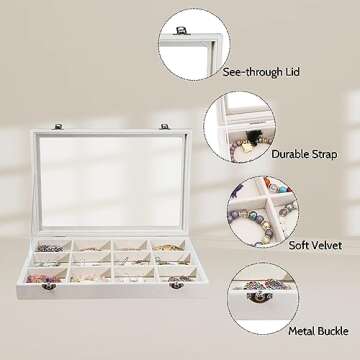 Stratalife Jewelry Organizer Bracelet Organizer Storage Box 12 Grid Stackable Jewelry Tray with Lid ...