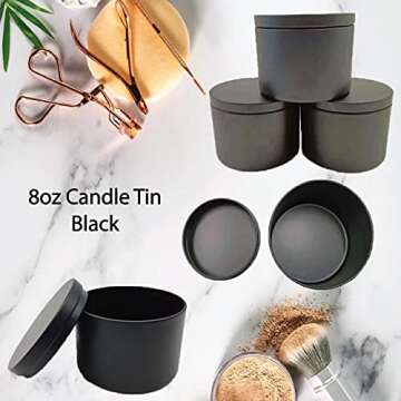 LEXONIX 24pcs Black Candle Tins for Crafting Gifts