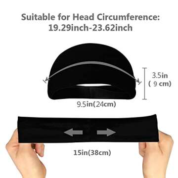 Custom Sport Headbands for Men Women Personalized Design Your Image Text Logo Sweat Band Breathable Soft Sweat Wicking Sweatband for Exercise Yoga Basketball Black