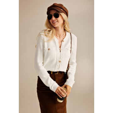 Stylish GRACE KARIN Women's White Knit Cardigan