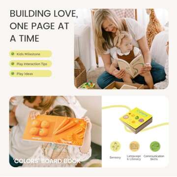 Tiny Land®️ Montessori Toy Set for Baby 13-15 Months Explorer Play Kit - 7-in-1 Baby Drum, Carrot Harvesting and Coin Boxes, Stacking and Color Matching Plate, Size Matching Puzzle, Color Board Book