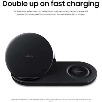 Samsung Wireless Charger Duo Fast Charge Stand & Pad Universally Compatible with Qi Enabled Phones and Select Samsung Watches (Renewed)
