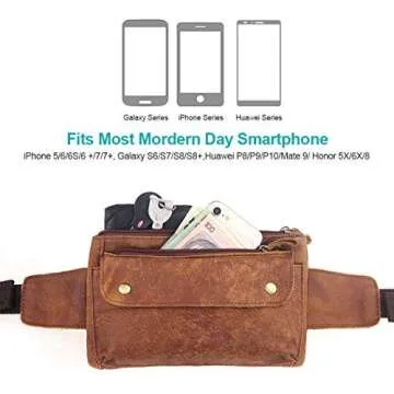Loyofun Unisex Brown Genuine Leather Waist Bag Messenger Fanny Pack Bum Bag