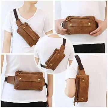 Stylish Loyofun Unisex Brown Leather Waist Bag