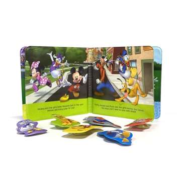 Disney Junior Mickey Bath Time Books - Activity Books for kids, Bath book, 6 Padded suction cups, 1 Mesh bag