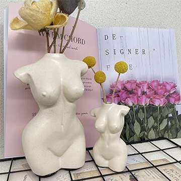 Body Vase Female Form Power Cute Vase Body Art Modern Décor Boho Decoration Sculpture Bud Vase for Flower (Ivory, Large)