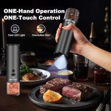 [Upgraded Larger Capacity]Electric Salt and Pepper Grinder Set, USB Rechargeable Automatic Salt and ...