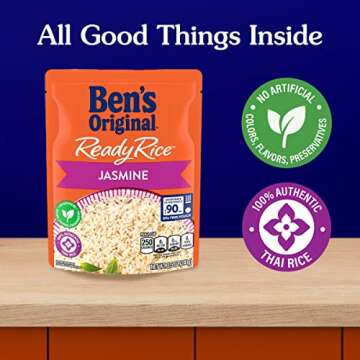 BEN'S ORIGINAL Ready Rice Jasmine Rice, Easy Dinner Side, 8.5 oz Pouch (Pack of 12)