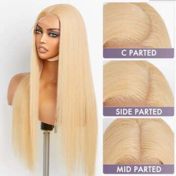LIKE HER 613 Lace Front Wig - Human Hair, 13x4, Glueless Wig - 12A Blonde Hair, 240% Density Straight Hair