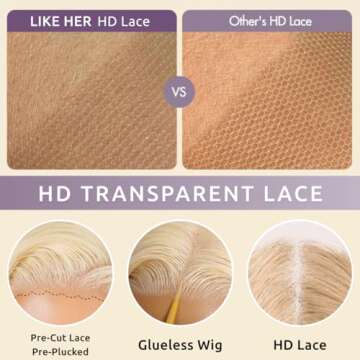 LIKE HER 613 Lace Front Wig - Human Hair, 13x4, Glueless Wig - 12A Blonde Hair, 240% Density Straight Hair