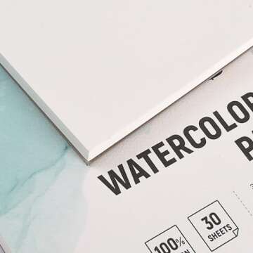 Fingraspuro Watercolor Paper Pad 9x12 Inch, 30 Sheets, 100% Cotton, Acid-Free, Cold Pressed, for Painting, Drawing, Art Journaling, Professional Artist Quality