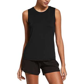 BALEAF Workout Tank Tops for Women Sleeveless Running Shirts Activewear Gym Yoga Tops Black Size S